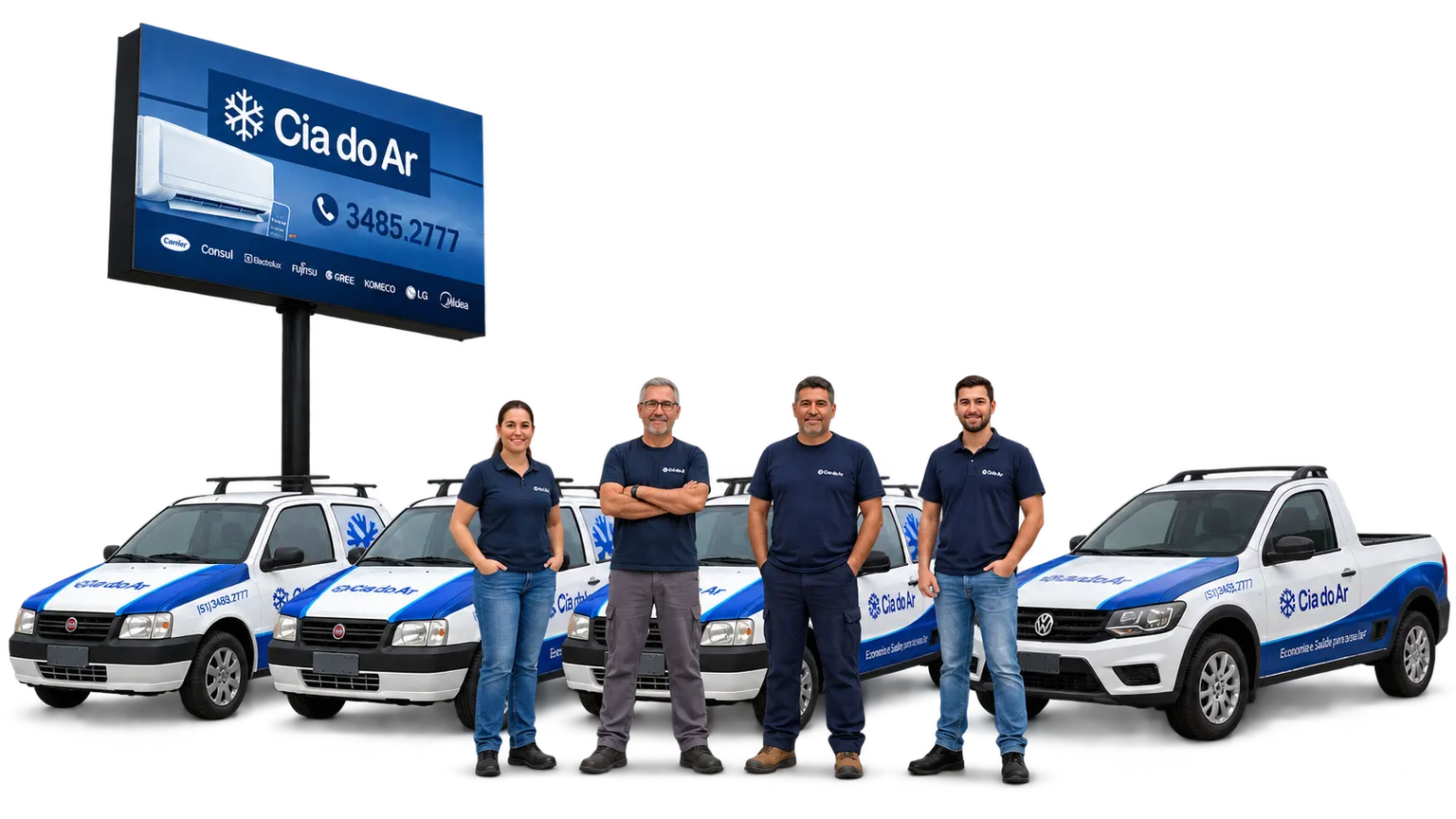 Equipe e frota de atendimento da Cia do Ar